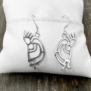 925 Sterling Silver Kokopelli Earrings 1.5" Southwestern Dangle French Wire 3.1g